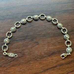 Vintage Silver Tone Cable Rope Link Metal Bracelet